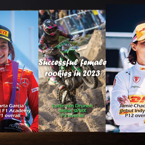 Successful female rookies in 2023 - Marta Garcia, Lotte van Drunen, and Jamie Chadwick. Image: MXLink