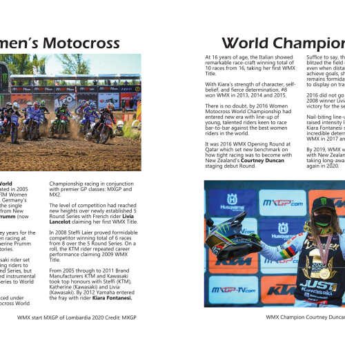 Women Motocross World Championship- article in Women in Motorsport Magazine Issue One.
