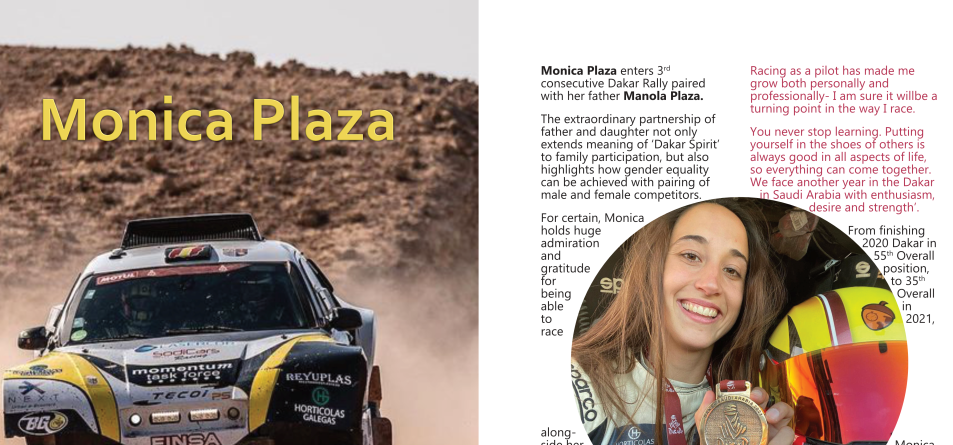 Women racing 2022 Dakar Rally Monica Plaza All Spreads 20, 21_1 (2)